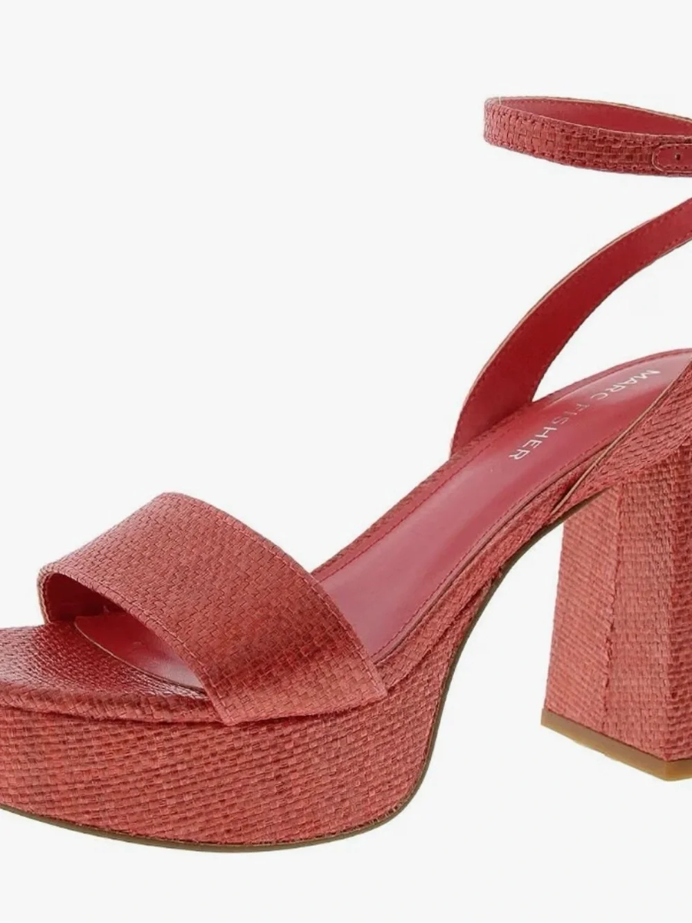 Marc Fisher Textured Coral Platform Block Heel Sandal